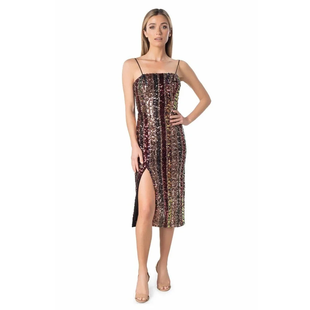 DRESS THE POPULATION Allira Sequin Cocktail Dress Size S_2